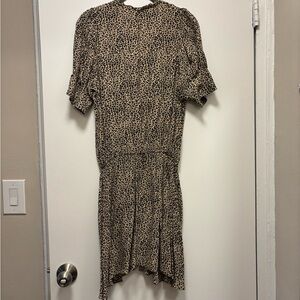 Zadig & Voltaire Beige and Black Leopard-Print Asymmetrical Dress